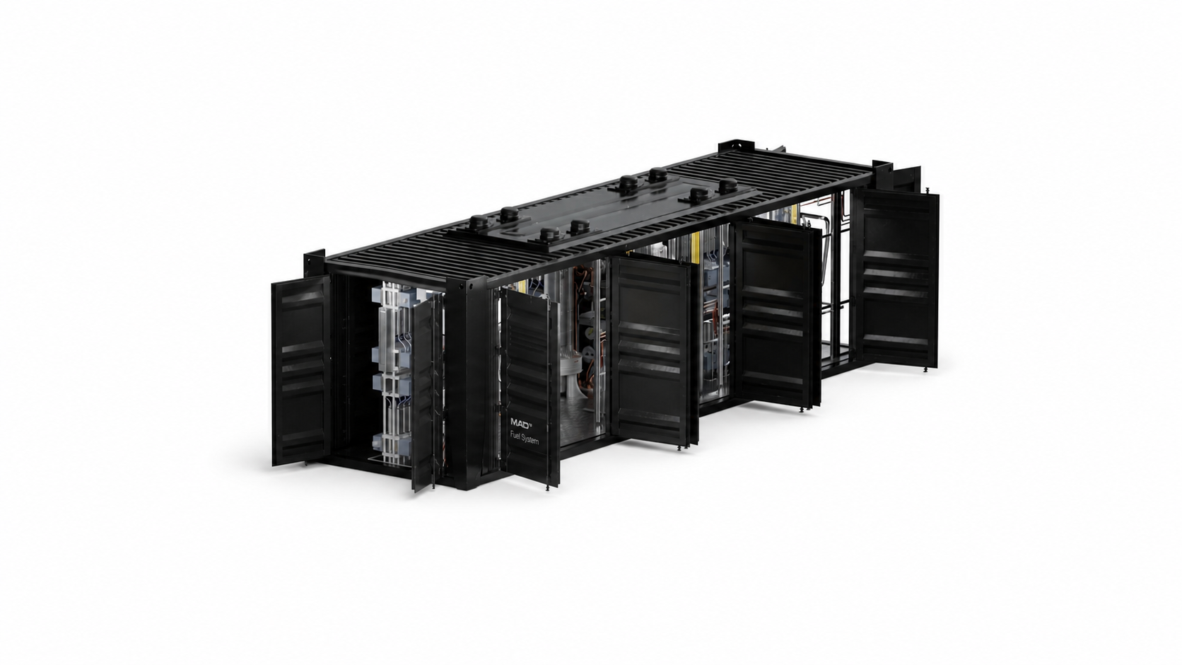AIRCO MAD Fuel System shown as an open containerized production unit on a seamless white background
